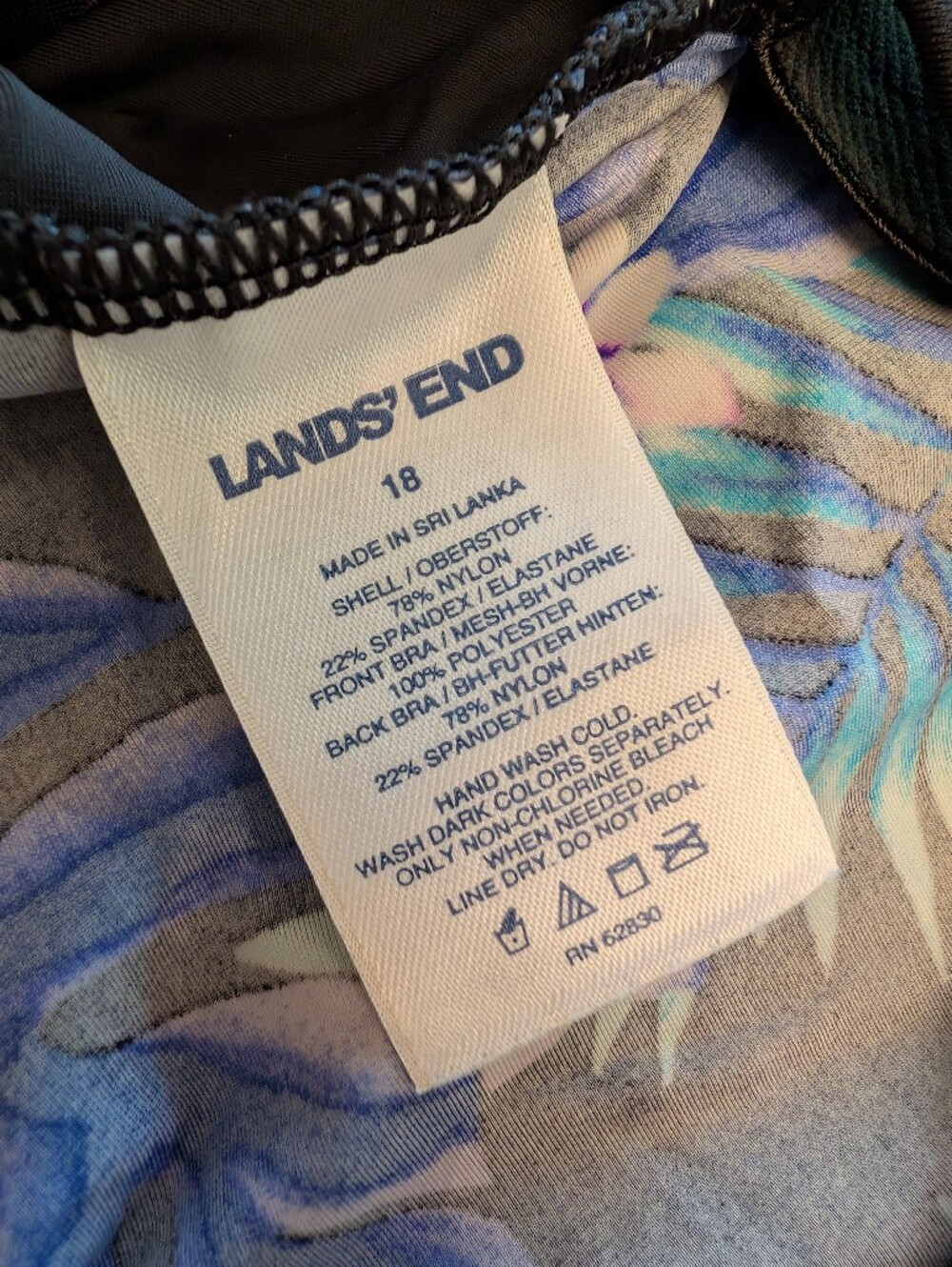 Land's End Racer Back Tropical Tankini Top - Picture 7 of 9